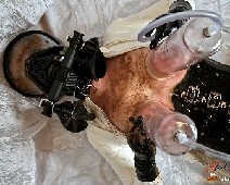 Scat Slut-Orgasma Celeste extreme scat play in white rubber catsuit and gas mask 06